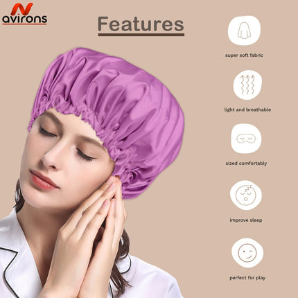 Satin Silk Sleep Caps with Scrunchies – Adjustable Bonnet Set for Smooth, Frizz-Free Hair Protection Pack 2
