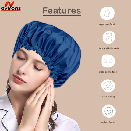 Silk Satin Sleep Bonnet for Women – Double Layer, Adjustable Hair Cap for Frizz-Free, Tangle-Free Mornings