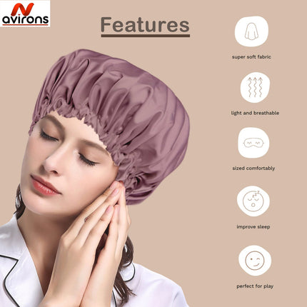 Double Layer Satin Bonnet for Sleeping – Silk Satin Hair Cap, Adjustable, Soft and Breathable for Hair Care