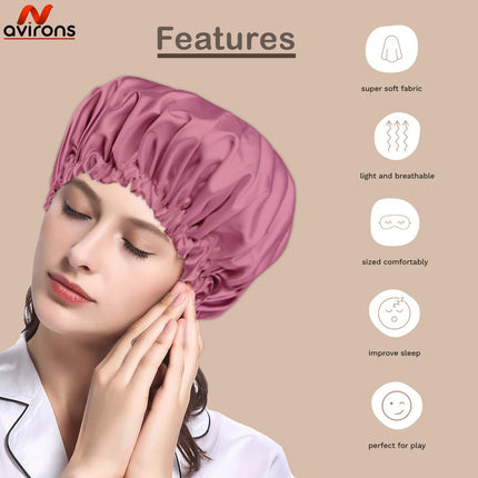 Luxury Double Layer Silk Satin Sleep Cap – Adjustable Bonnet for Curly, Coily, and Natural Hair Protection