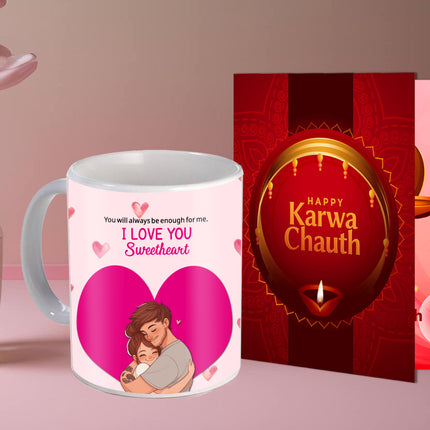 Karwa Chauth Couple Printed Coffee Mug Gift - Love Coffee Mug Idea, Cute Printed Mug for Partners