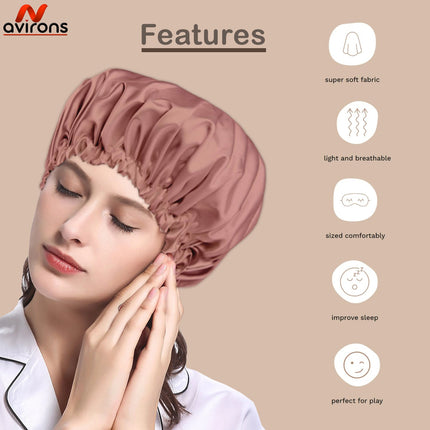 Silk Satin Double-Layer Bonnet – Adjustable Sleeping Cap for Hair Protection, Soft & Breathable for All Hair Types