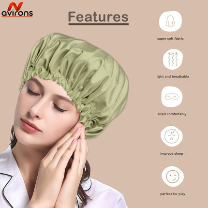 Silk Satin Bonnet for Sleeping – Double Layer, Adjustable Hair Cap for Frizz-Free Hair, Perfect for Night Protection