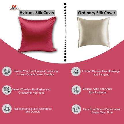 Satin Silk Cushioncase 24x24 Inch – Frizz-Free Hair, Wrinkle-Free Skin, Hypoallergenic & Cooling Cushion Cover