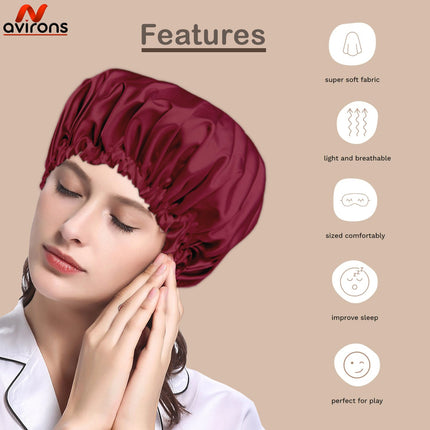 Satin Silk Sleep Caps with Scrunchies – Adjustable Bonnet Set for Smooth, Frizz-Free Hair Protection Pack 2