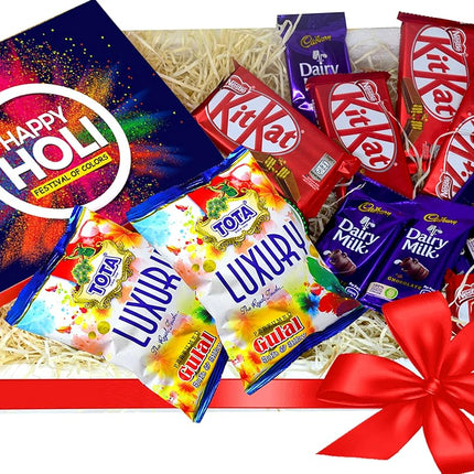 Holi Gift Hamper - Chocolate Gift for Holi - Holi Herbal Color with Chocolate