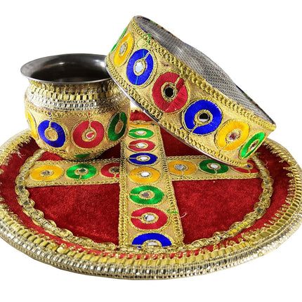 Complete Karwa Chauth Thali Set - Puja Set For Karwa Chauth, Ritual Kit For Karwa Chauth