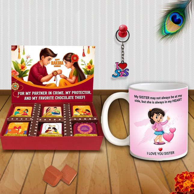 Sister Rakhi Gift Set  – Rakhi Return Gifts For Sister, Rakhi Special Gift For Sister, Rakhi With Sweets Combo