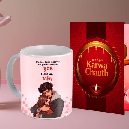 Karwa Chauth Couple Printed Coffee Mug Gift - Love Coffee Mug Idea, Cute Printed Mug for Partners