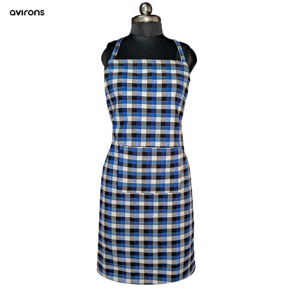 blue and white apron, unisex apron, checkered apron, kitchen apron, baking apron, cooking apron, adjustable apron, cotton apron, apron with pockets, machine washable apron, durable apron, all-purpose apron, lightweight apron, kitchen accessories