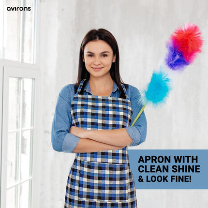 blue and white apron, unisex apron, checkered apron, kitchen apron, baking apron, cooking apron, adjustable apron, cotton apron, apron with pockets, machine washable apron, durable apron, all-purpose apron, lightweight apron