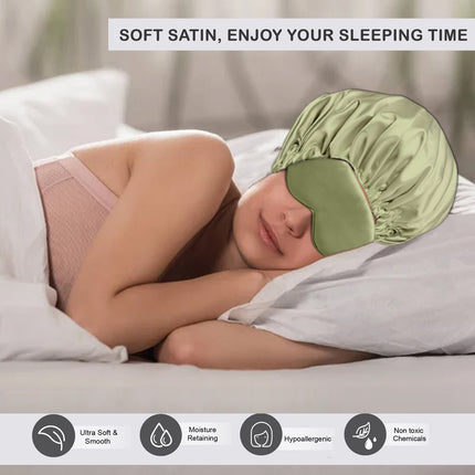 Satin Silk Sleep Cap & Eyemask Combo with Scrunchies – Protect Your Hair in Style!