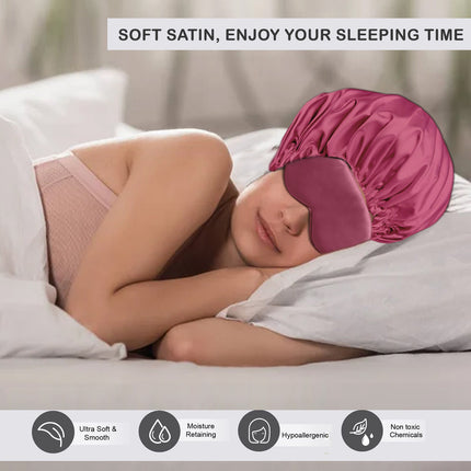 Silk Hair Bonnet with Adjustable Fit, Eyemask & Scrunchies – Perfect for Beautiful Hair