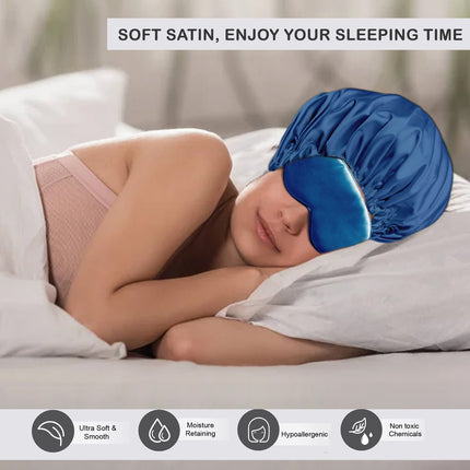 Satin Hair Bonnet and Eye Mask – Soft, Breathable, and Perfect for a Good Night’s Sleep