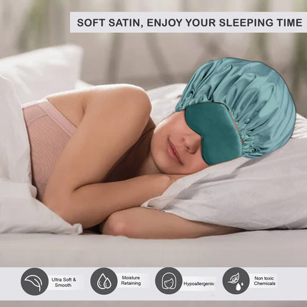 Elegant Satin Sleeping Bonnet & Eye Mask – Silky Soft Comfort for Hair Protection & Relaxation