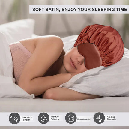 Satin Silk Sleep Cap & Eye Mask Duo – Ideal for Hair Care & Sweet Dreams