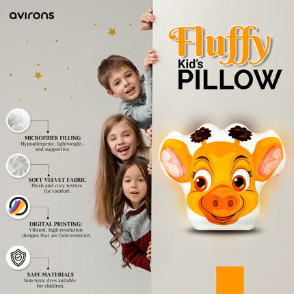 Plush Velvet Animal Pillow for Kids, Soft Giraffe Pillow for Kids Room, Soft Kids Throw Cushion, Giraffe Shaped Velvet Cushion for Kids, Cuddly Pillow, Plush Giraffe Cushion for kids