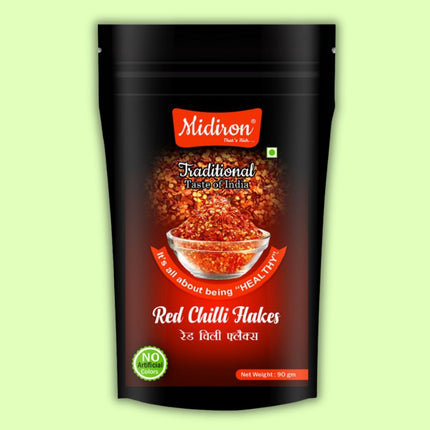 Midiron Red Chilli flakes pack of 90 gm - Midiron