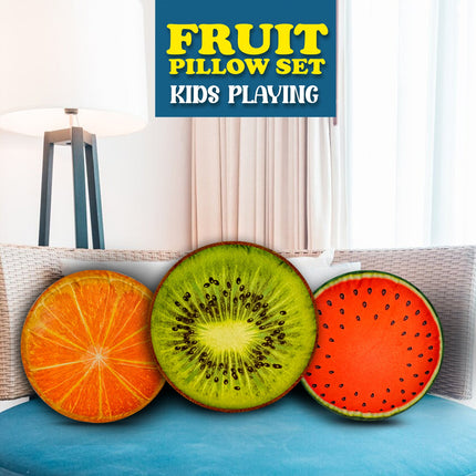 Kids Pillow,kiwi pillow set, watermelon plush pillow, colorful cushion set, fruit themed decor, plush fruit combo, kids bedding set, soft plush pillows,Fruit Combo Pillow