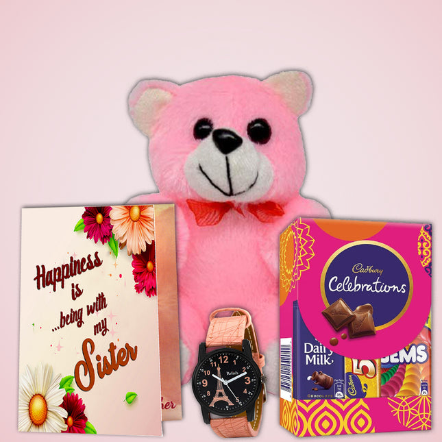 Raksha Bandhan Gift for Sister with Chocolate - Unique Rakhi Hamper for Sister with Chocolate