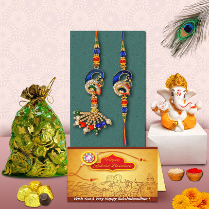 Bhaiya Bhabhi Rakhi Set - Lumba Rakhi Gift, Rakhi Combo For Brother And Bhabhi