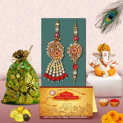 Bhaiya Bhabhi Rakhi Set - Lumba Rakhi Gift, Rakhi Combo For Brother And Bhabhi