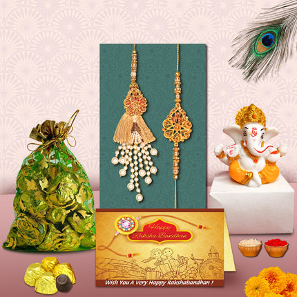 Bhaiya Bhabhi Rakhi Set - Lumba Rakhi Gift, Rakhi Combo For Brother And Bhabhi