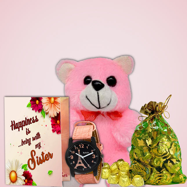 Raksha Bandhan Gift Hamper for Sister with Chocolate - Thoughtful Rakhi Gift Idea for Sister with Delicious Chocolate