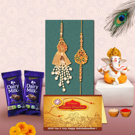 Rakhi Gift For Bhaiya Bhabhi - Lumba Rakhi With Raksha Bandhan Gift Hampers