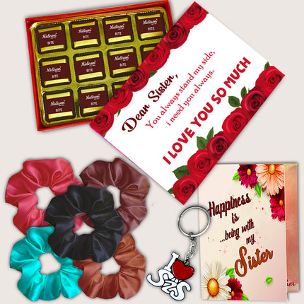 Chocolate Hamper for Sister on Rakhi – Raksha Bandhan Gift Box for Sister with Sweet Treats, Celebration Pack, and Rakhi Gifting