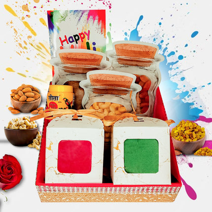 Best Holi Gift Hampers with Luxury Greeting Card for Holi, Dry Fruit Gift Hamper