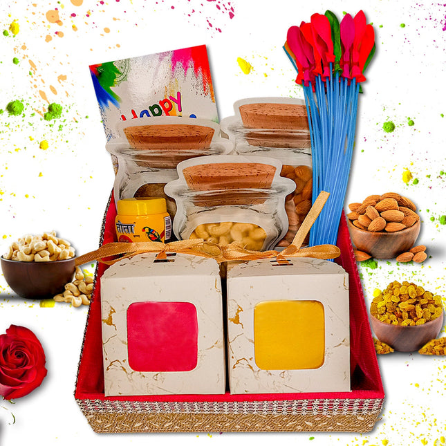 Premium Holi Gift Hampers, Luxury Gift Hampers for Him & Her, Dry Fruits Hamper