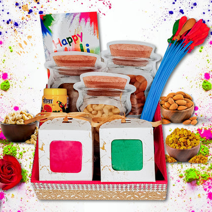 Luxury Holi Gift Hampers for Men & Women, Dry Fruit Gift Basket, Holi Gift Ideas