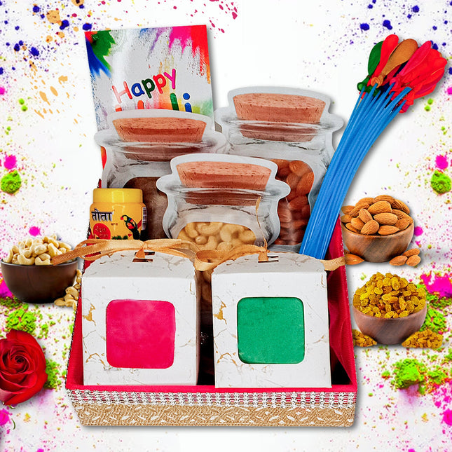 Luxury Holi Gift Hampers for Men & Women, Dry Fruit Gift Basket, Holi Gift Ideas
