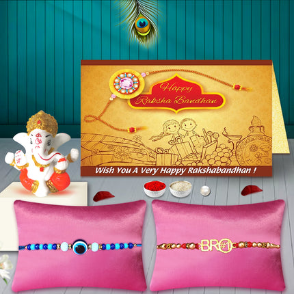 Raksha Bandhan Combo for Bhai – Rakhi Pack of 2 with Ganesh Murti, Spiritual Rakhi Gift Hamper
