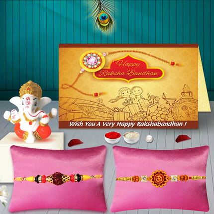 Set of 2 Rakhi with Ganesh – Divine Rakhi Combo for Brother, Religious Rakhi Gift Pack