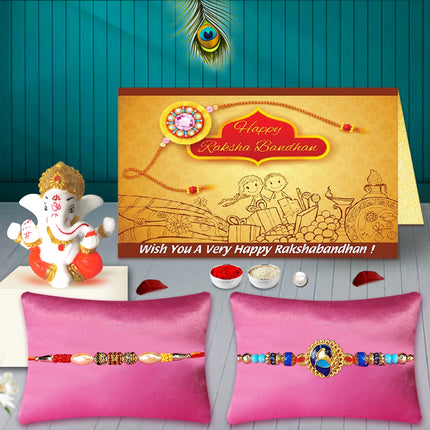 Ganesh Rakhi Twin Pack – Handmade Rakhi Set for Brothers, Festival Rakhi Combo