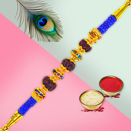 Traditional Rakhi Gift Set with Silver Plated 9-Inch Pooja Thali, Designer Rakhi, Roli-Chawal & Greeting Card — A Complete Raksha Bandhan Ritual Pack for Your Brother