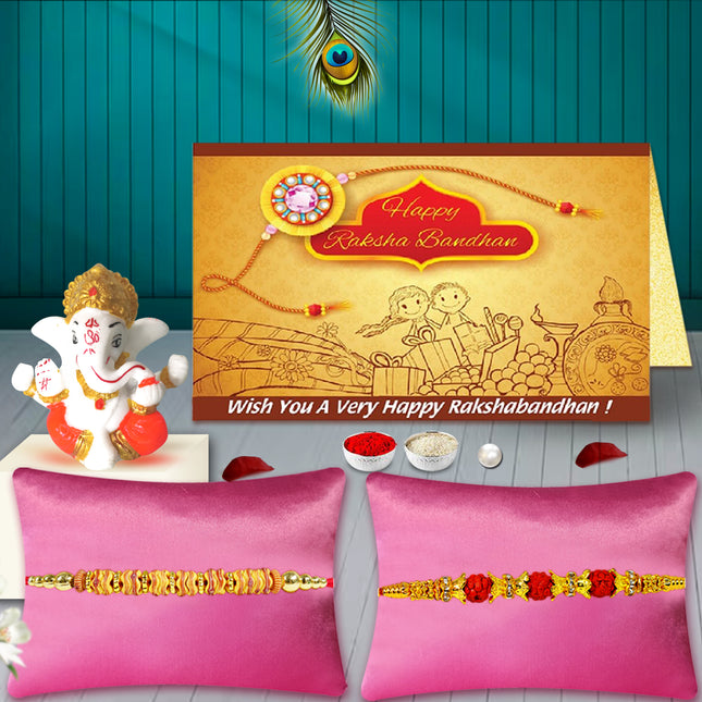 Ganpati Murti Rakhi Combo – Rakhi Set of 2 for Brother with Idol, Raksha Bandhan Pooja Gift