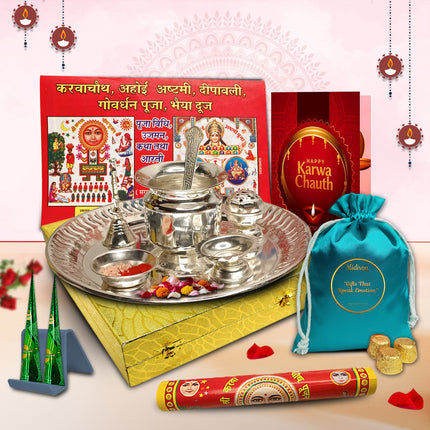 Karwa Chauth Puja Thali – Traditional Decorative Thali for Karva Chauth Rituals & Fasting Ceremony