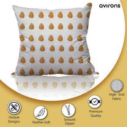 Traditional Banarasi Charm Zippered Cushion Cover White Color Pack of 2-16x16 inch