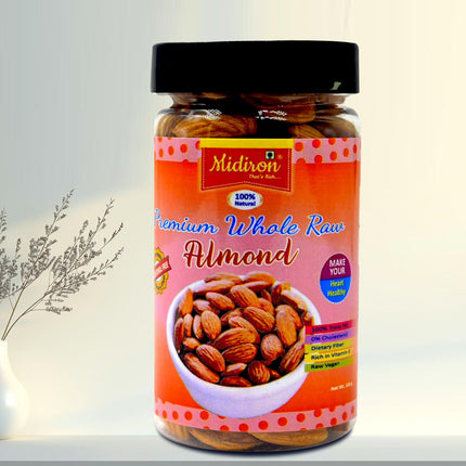 Natural Premium Whole Raw Almonds - Crunchy & Nutritious Dry Fruit for Energy & Heart Health