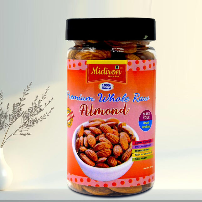 Natural Premium Whole Raw Almonds - Crunchy & Nutritious Dry Fruit for Energy & Heart Health