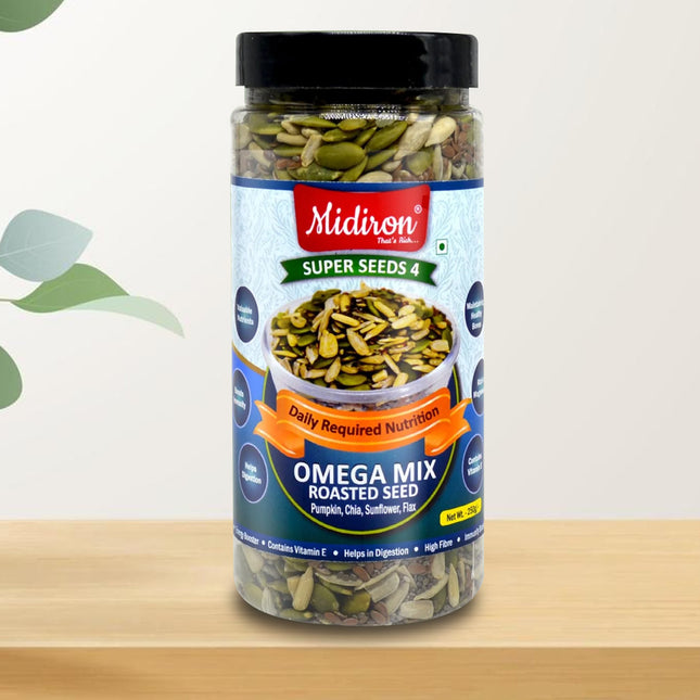 Omega Roasted Mix Seeds - High-Protein, Fiber-Rich Snack for Heart Health, Weight Loss & Energy Boost (250g)