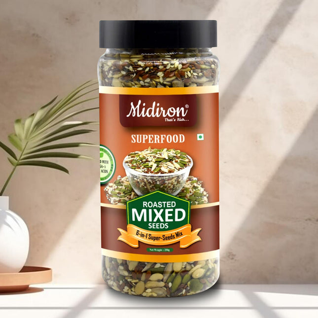 Roasted Mix Seeds - 6-in-1 Super Seeds Blend - Rich in Protein, Fiber, Omega-3 & Antioxidants