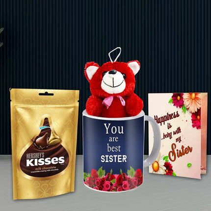 Beautiful Rakhi Gift Hamper For Sister - Rakhi with Chocolates Pouch, Raksha Bandhan Treat Box Cute Rakhi Combo Sister