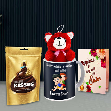 Beautiful Rakhi Gift Hamper For Sister - Rakhi with Chocolates Pouch, Raksha Bandhan Treat Box Cute Rakhi Combo Sister