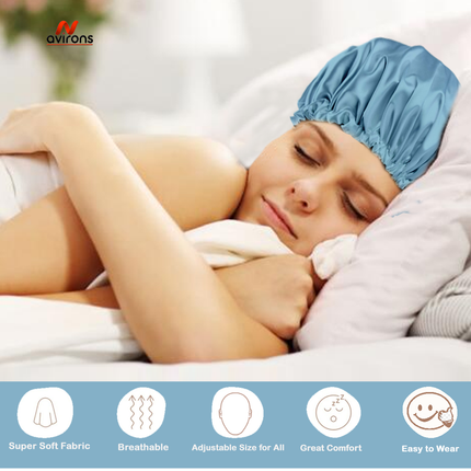 Double Layered Sleep Bonnets, Satin Hair Bonnet with eye cover, Satin Hair Cap for Sleeping