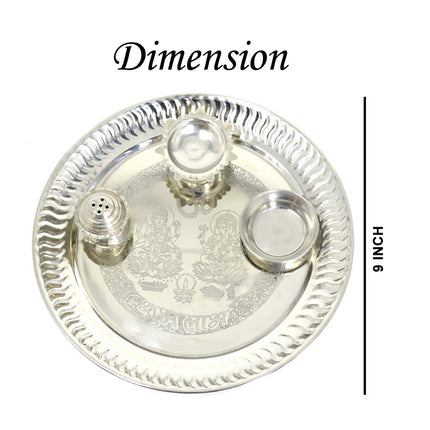 silver puja thali , puja thali for gift, rakhi puja thali gift hamper, traditional puja thali 
