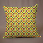 Yellow Silk Satin Cushion Cover with Small Floral Pattern – Decorative, Eye-Catching Design with Zipper Closure